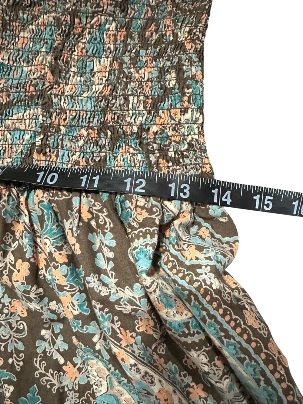 Pastel Paisley Print Strapless Ruched Summer Dress / Medium (Estimated) / Boho - Picture 7 of 7